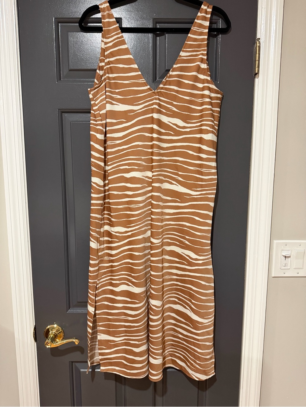 Target A New Day Brown & Cream Zebra Print Slip Dress